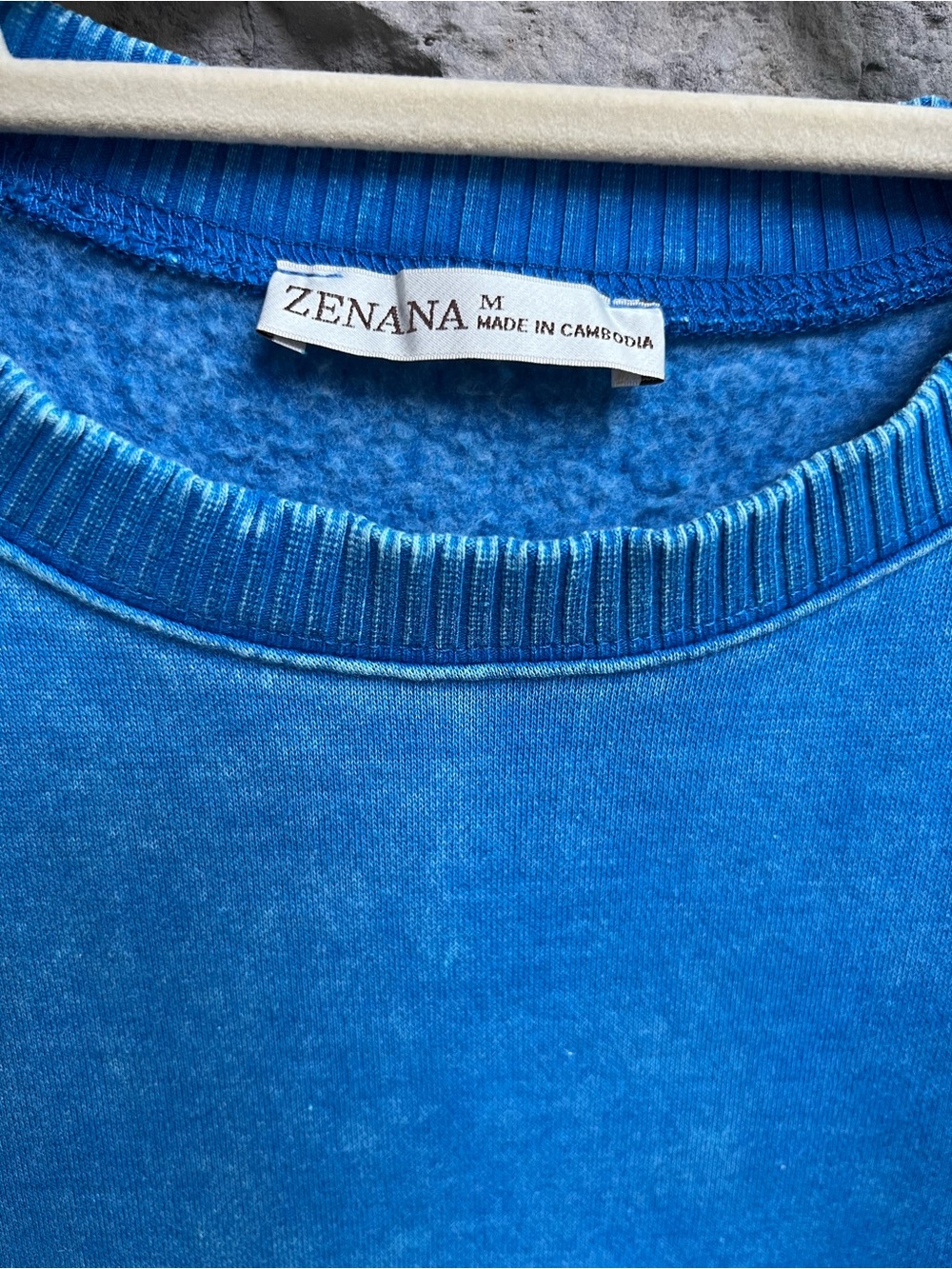 Zenana Ocean Blue Oversized fleece super soft acid wash Sweatshirt - Picture 3 of 11